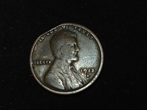 1915 D lincoln wheat cent with clipped edge