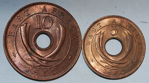 EAST AFRICA 5 10 CENTS 1952   (204)