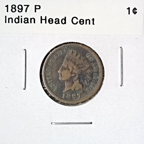 1897 P Indian Head Cent - Free Shipping for additional coins purchased on same invoice.