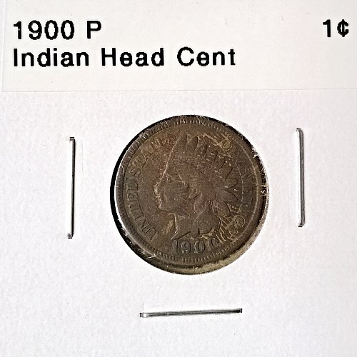 1900 P Indian Head Cent - 4 Photos!