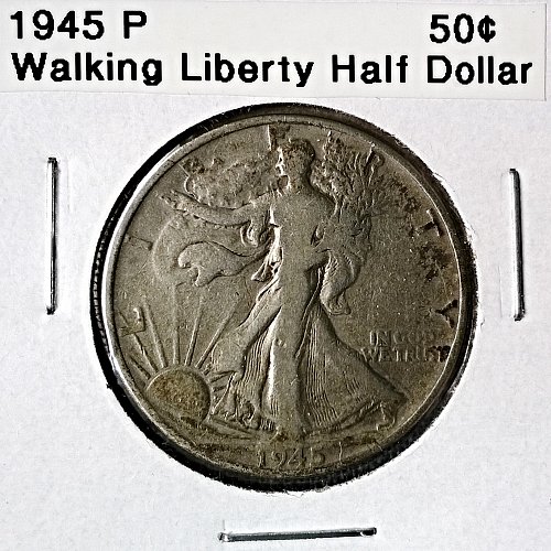 1945 P Walking Liberty Half Dollar - Free Shipping for additional coins purchased on same invoice.
