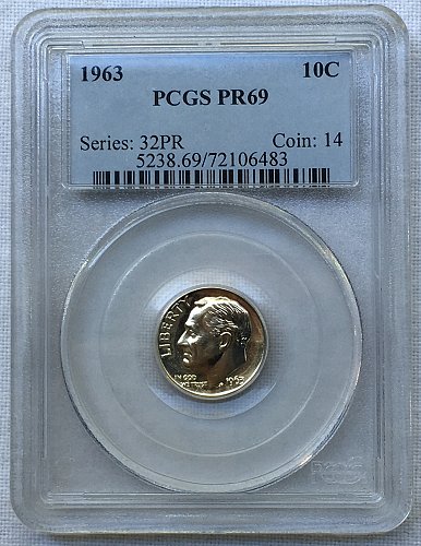 1963 P Roosevelt Dime - PCGS PR-69