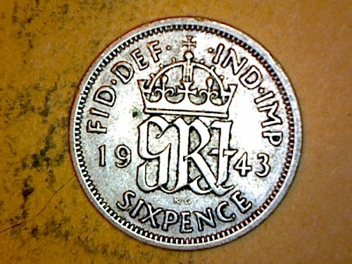 Great Britain 1943 6 Pence Silver