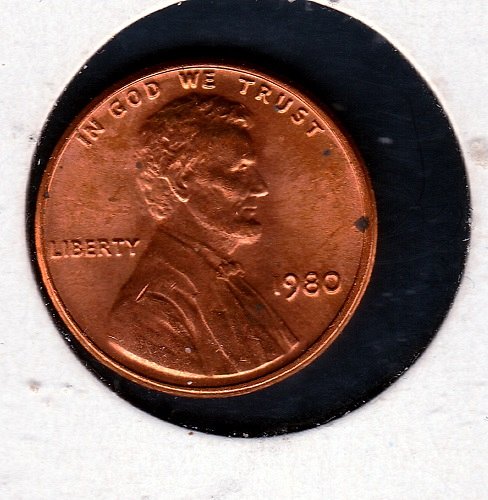 1980 p Lincoln Memorial Penny - BU - #11