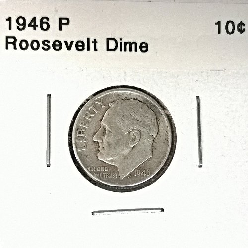 1946 P Roosevelt Dime - Free Shipping for additional coins purchased on same invoice.