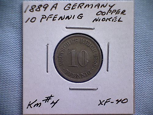 1889 A  GERMANY TEN PFENNIG