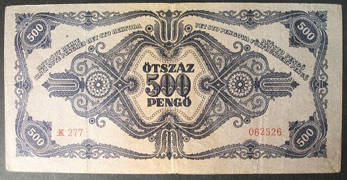 Hungary P117a 500 Pengo VF