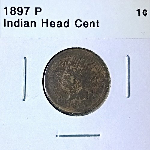 1897 P Indian Head Cent - Free Shipping for additional coins purchased on same invoice.