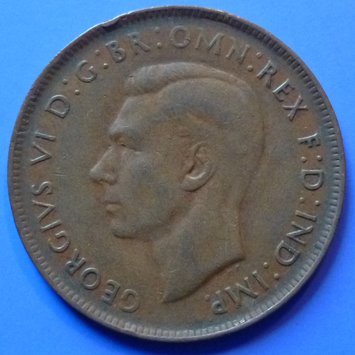 Australia 1 Penny 1943 (m) KGVI km 36