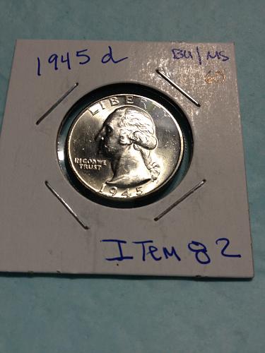 1945 D Washington Quarter item-82 uncirculated BU/M. MS65