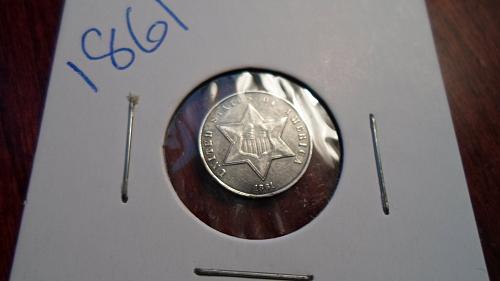 1861 3 cent silver very high grade details