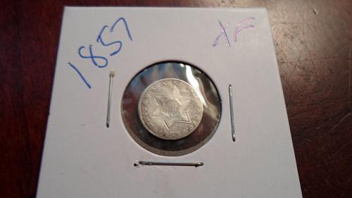 1857 3 cent silver rare date nice coin