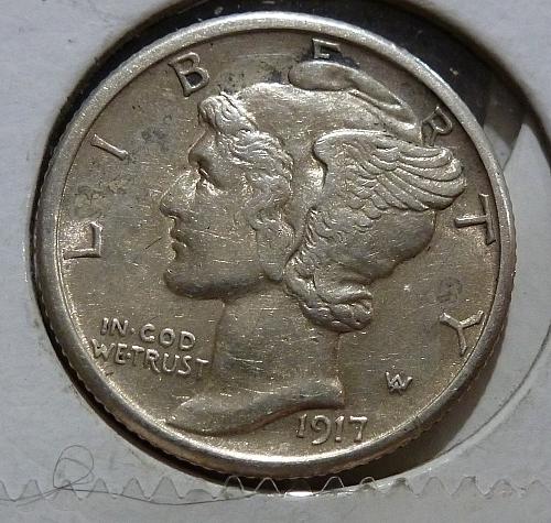 1917- S AU Mercury Dime About Uncirculated Graded ( 4231 )