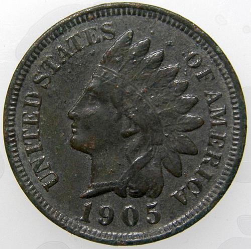 1905 P Indian Head Cent #16 AU Details