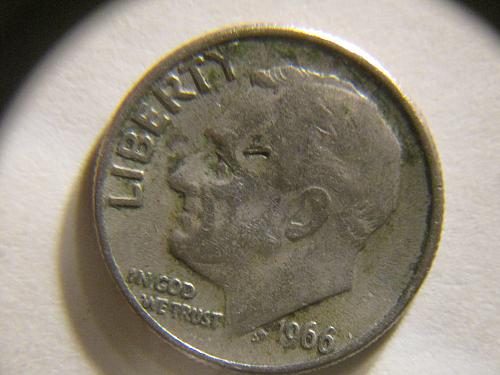 Unusual error 1966 P Roosevelt Dimes