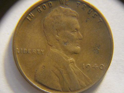 1940 P Lincoln Wheat Penny with small lamination errors