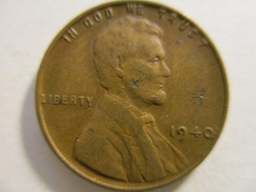 1940 P Lincoln Wheat Penny with small lamination errors