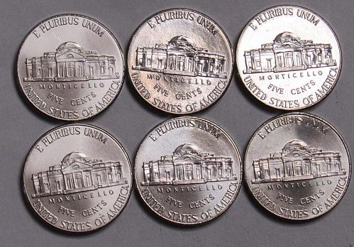 2010 P&D, 2011 P&D and 2012 P&D Jefferson Nickels in BU