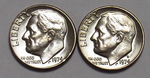 1974 P&D Roosevelt Dimes in BU