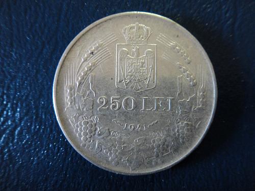 ROMANIA 250 Lei 1941 Extra Fine-40 83.5% SILVER 0.32215 ASW K#59.2 Nice!