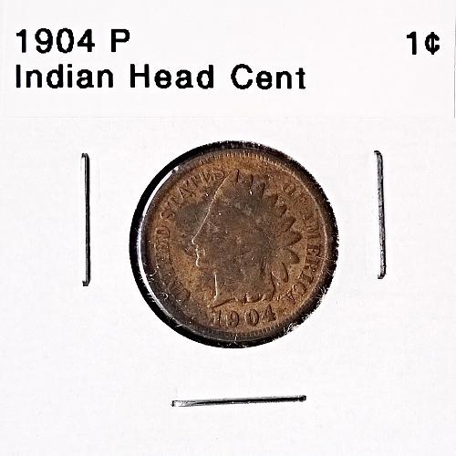 1904 P Indian Head Cent - Free Shipping for additional coins purchased on same invoice.