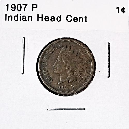 1907 P Indian Head Cent - Free Shipping for additional coins purchased on same invoice.