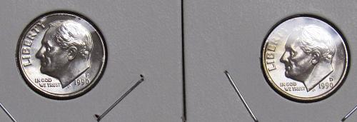 1990 P&D Roosevelt Dimes in BU