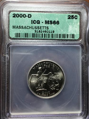 2000-D MASSACHUSETTS STATE QUARTER - MS66