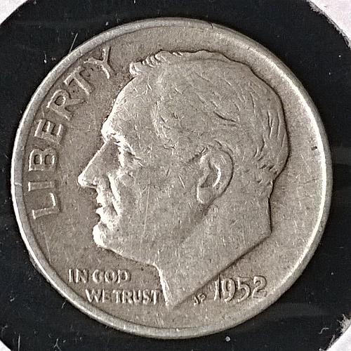 1952 D Roosevelt Dime - Free Shipping for additional coins purchased on same invoice.