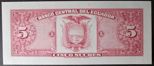 Ecuador P108b 5 Sucres UNC63