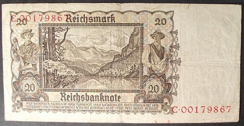 Germany/Third Reich P185 20 Reichsmark Fine #2