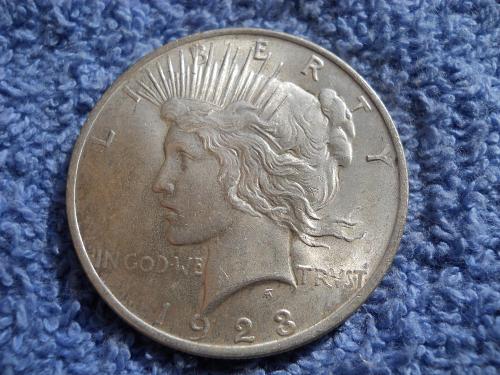 1923 (P) Peace Silver Dollar MS-60.  Original Uncleaned Surfaces.