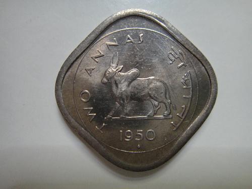 INDIA 2 Annas 1950-B MS-63 (Choice BU) K#4.1