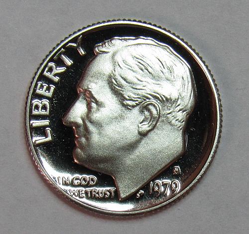 1979 S Proof Roosevelt Dime: Type 1 - Filled S