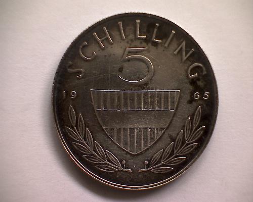 1965 AUSTRIA FIVE SCHILLING  "SILVER"