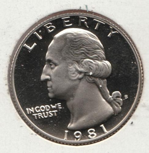 1981 S Washington Quarters: Type 2 - Clear S - #2