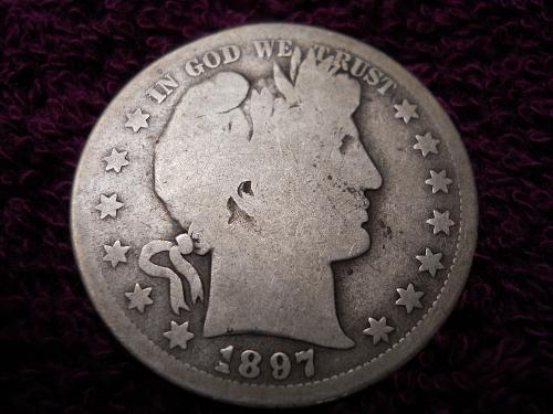 1897-S Barber Half Dollar.   KEY DATE!   Good Grade. Original Uncleaned Surfaces