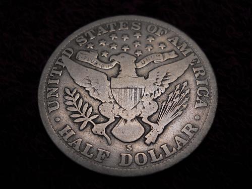 1913-S Barber Half Dollar.   Very Good Grade.  Original Uncleaned Surfaces!