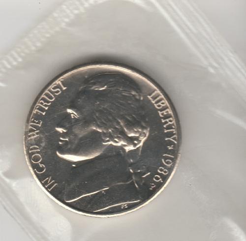 1986 p Jefferson Nickel - #3