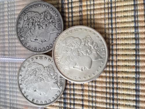 LOT OF 1878, 1878S & 1879 MORGAN SILVER DOLLARS (3)