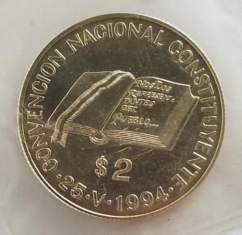 1994 2 Pesos National Constitution Convention 90% SILVER