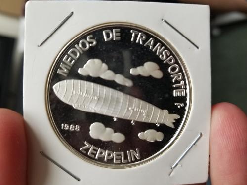 1988 Cuba 5 Pesos Zeppelin Silver