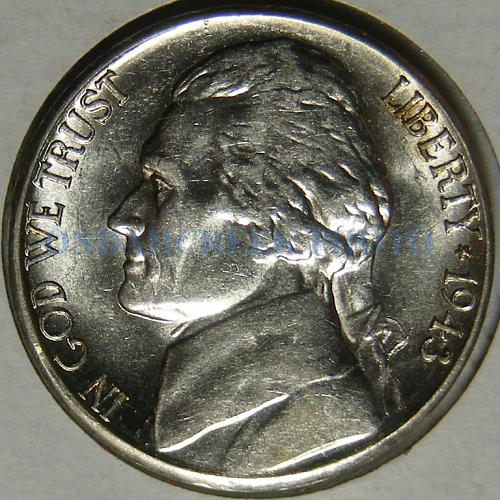 1943-S Jefferson Nickel Close to Bisecting Rim to Rim Die Error