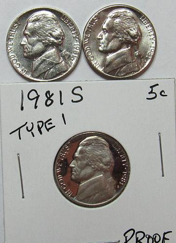 1981 P,D&S Jefferson Nickels in BU and Proof condition