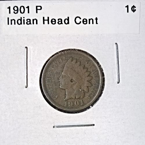 1901 P Indian Head Cent - Free Shipping for additional coins purchased on same invoice.