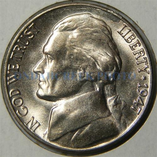 1947-S Jefferson Nickel Lamination Error CH BU+