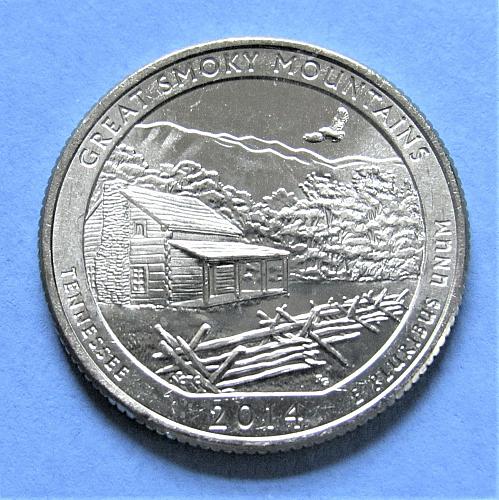 2014-D 25 Cents Great Smoky Mountains Tennessee National Park America Beautiful