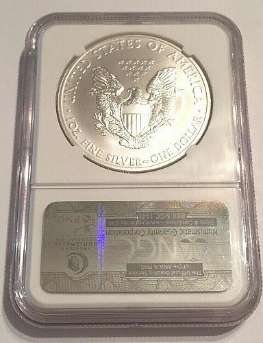 2012 AMERICAN SILVER EAGLE. 1 OUNCE SILVER. NGC GRADED MS-70. FIRST RELEASE.