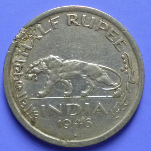 British India 1/2 Half Rupee 1946 B  km 553