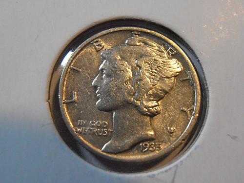 1935 P Mercury Silver Dime,  (35PAC1)